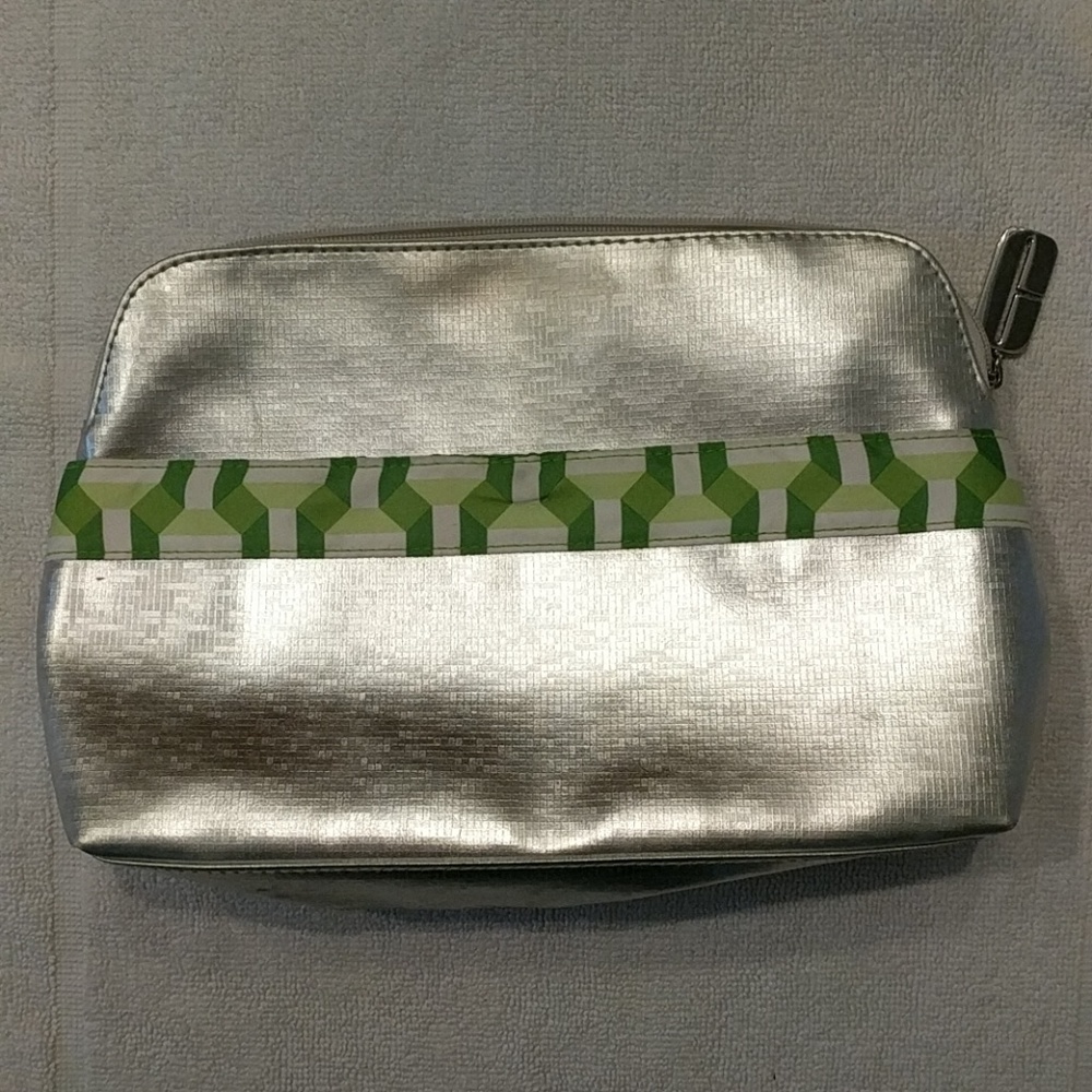 Clinique Signature Silver Metallic Cosmetic Bag